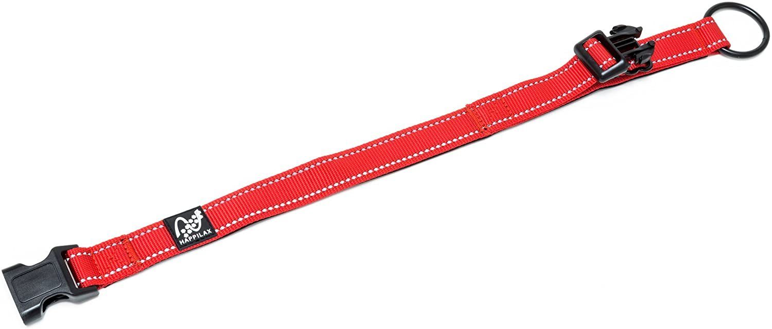 Happilax Hunde-Halsband Hundehalsband gepolstert, größenverstellbar & reflektierend, Rot S Nylon
