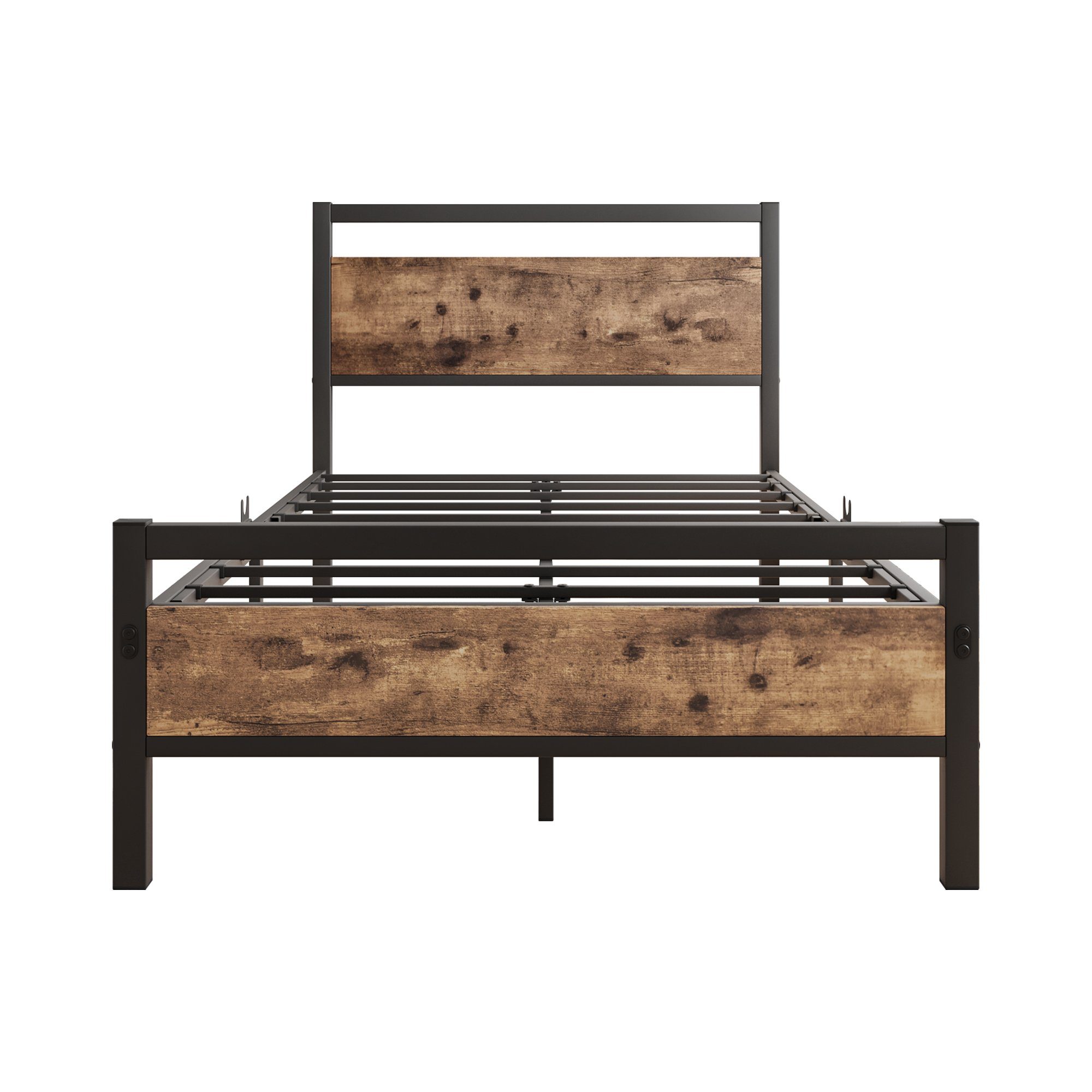WISHDOR Metallbett Einzelbett Jugendbett mit Lattenrost ohne Matratze (90 x 200 cm Schwarz), mit Kopfteil und Lattenrost, FÜR LANGLEBIGKEIT GESCHAFFEN