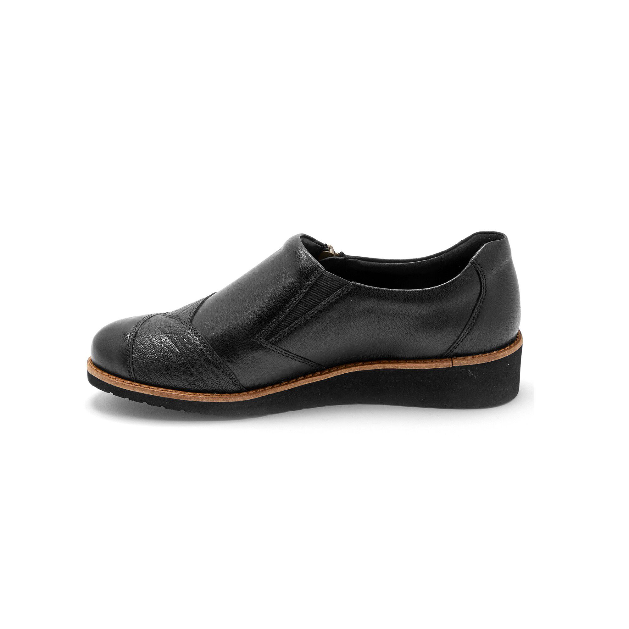 Sans-gêne compensées grande largeur en cuir