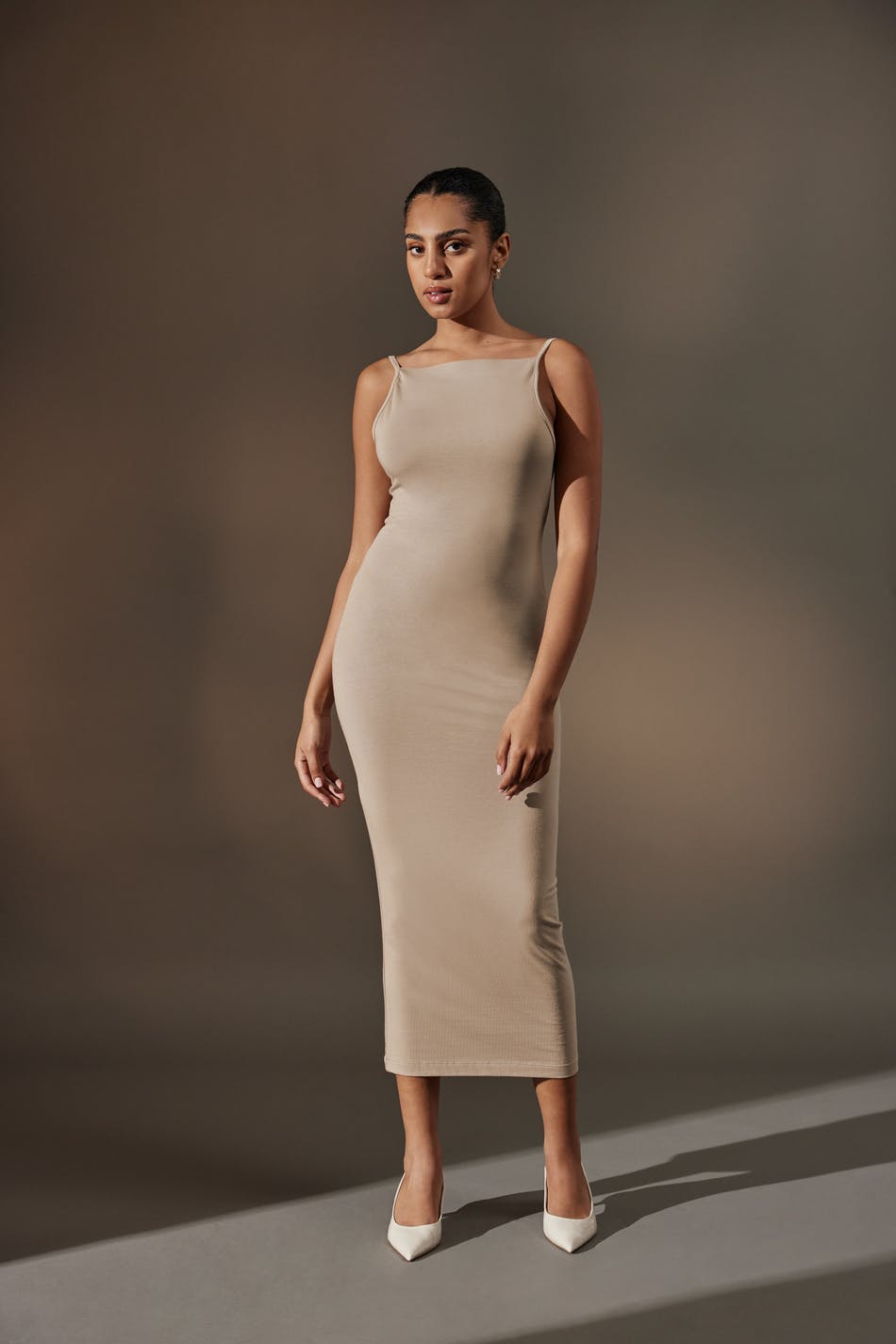 Boatneck strap dress