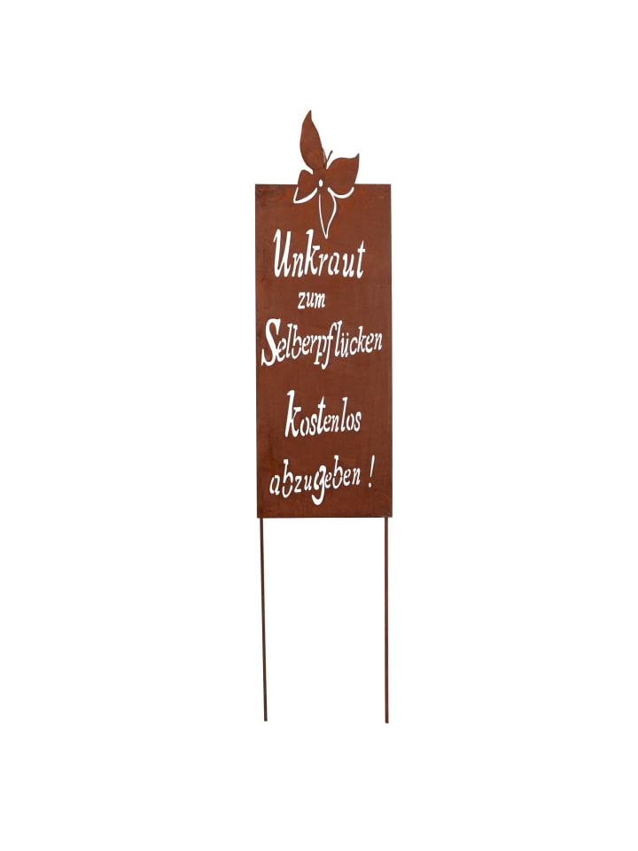 UNUS Gartenschild Rost Unkraut Spruch in Braun günstig kaufen