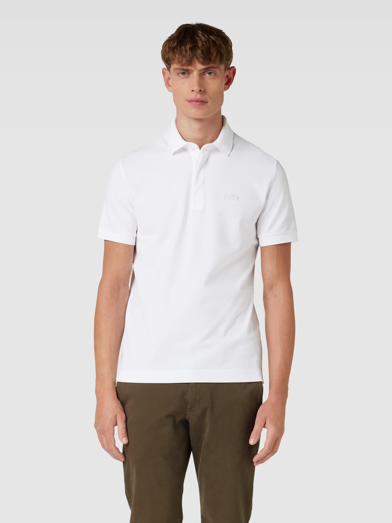 Poloshirt mit Logo-Stitching in weiß