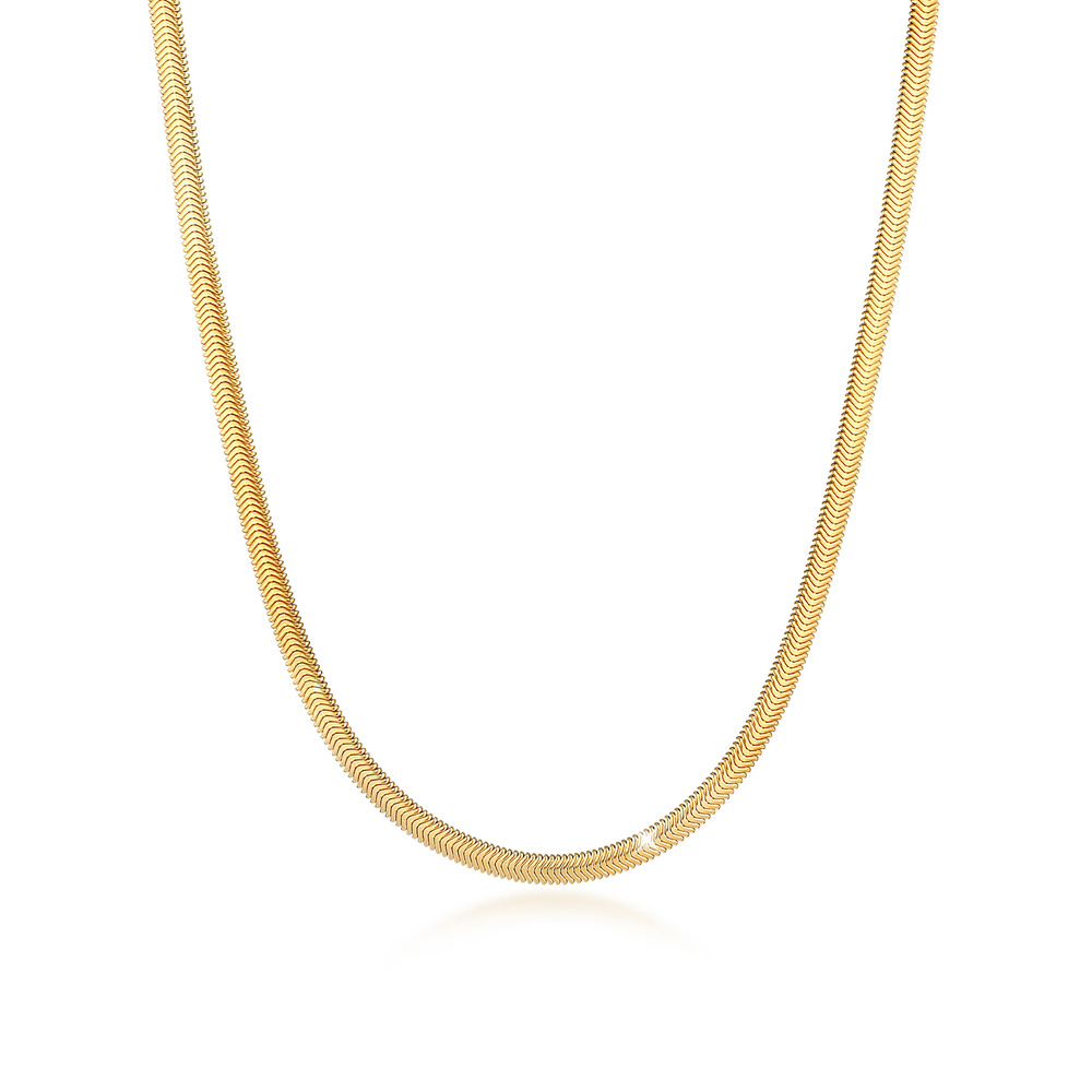 Elli PREMIUM Elli PREMIUM Collier Chaîne de serpent plate et élégante à chevrons pour dames, b Bijoux