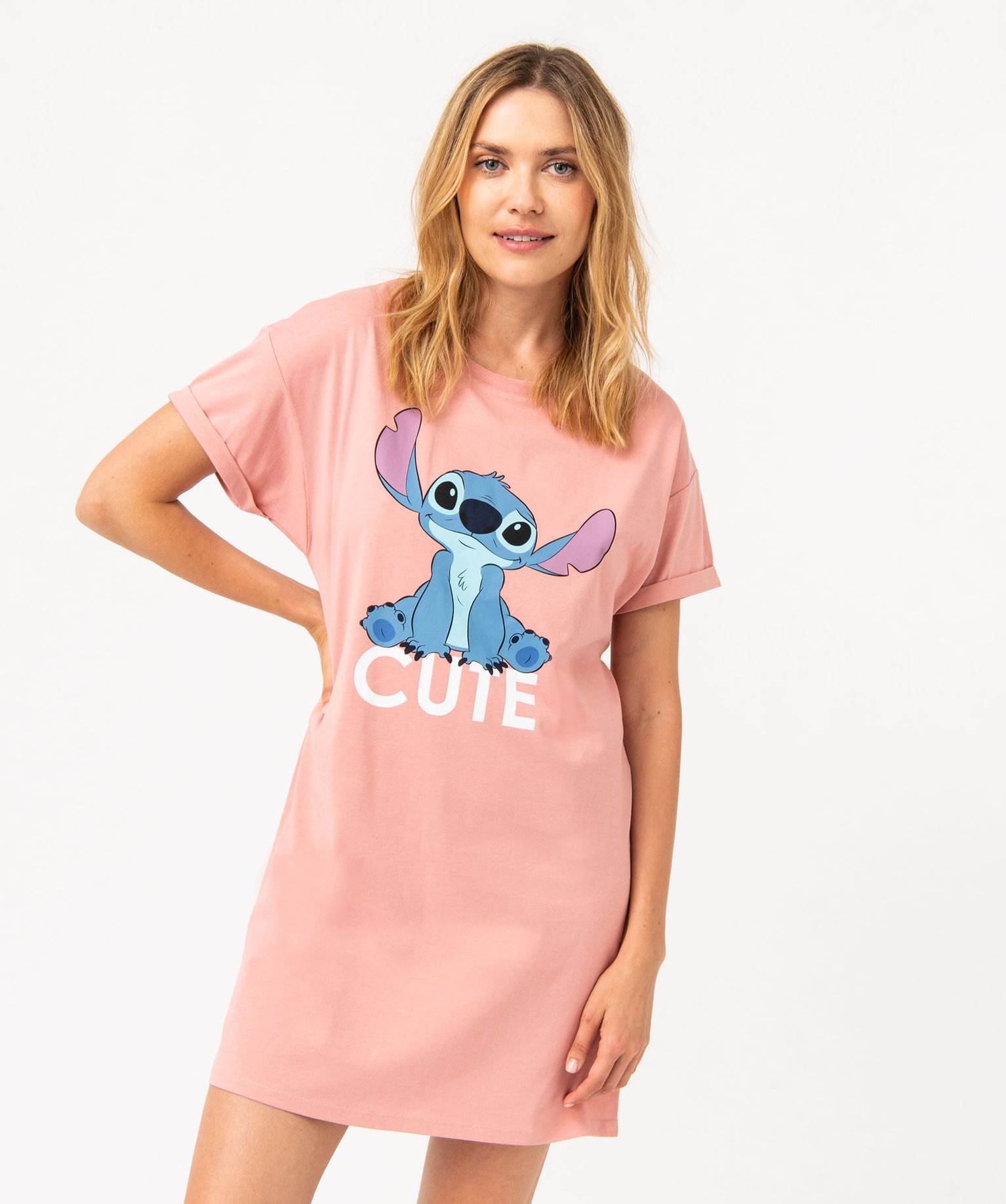 Chemise de nuit à manches courtes motif Stitch femme - DS rose | GEMO