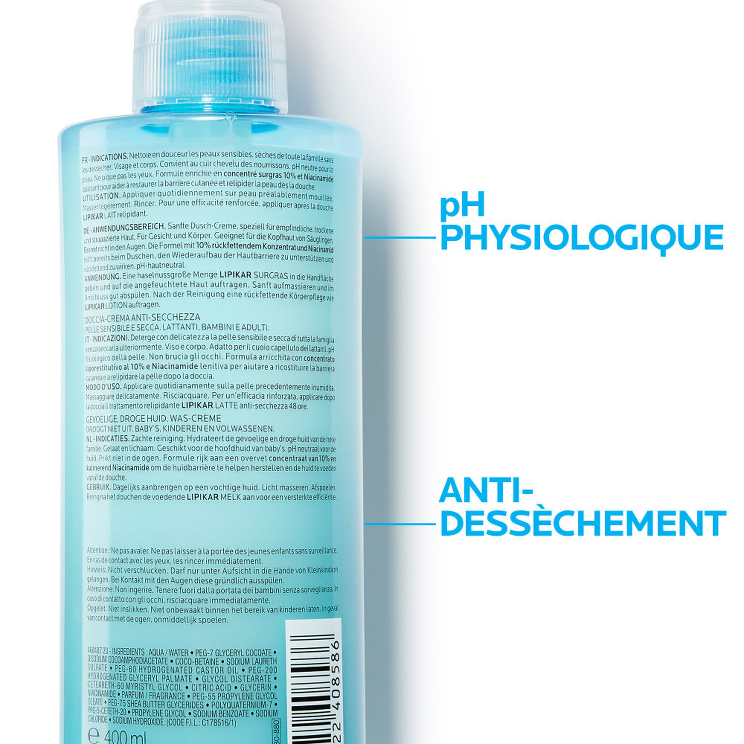 la roche-posay Lipkar Surgras Douche Crème Anti-Dessèchement