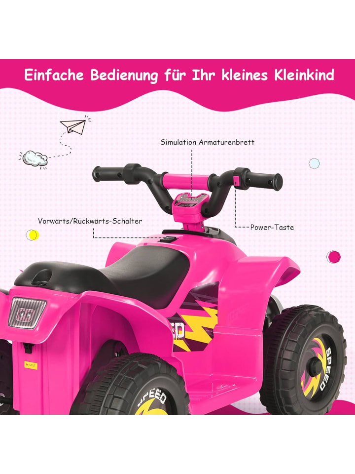 COSTWAY 6V Elektro Quad ab 3 Jahren in Rosa günstig kaufen 40 cm