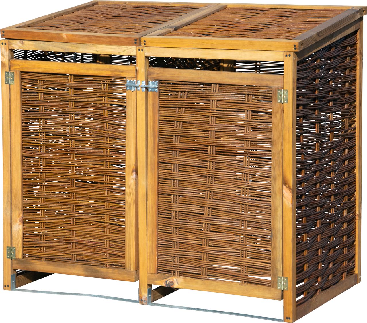 dobar Wetterfeste Doppel-Mülltonnen-Box aus Holz 120L
