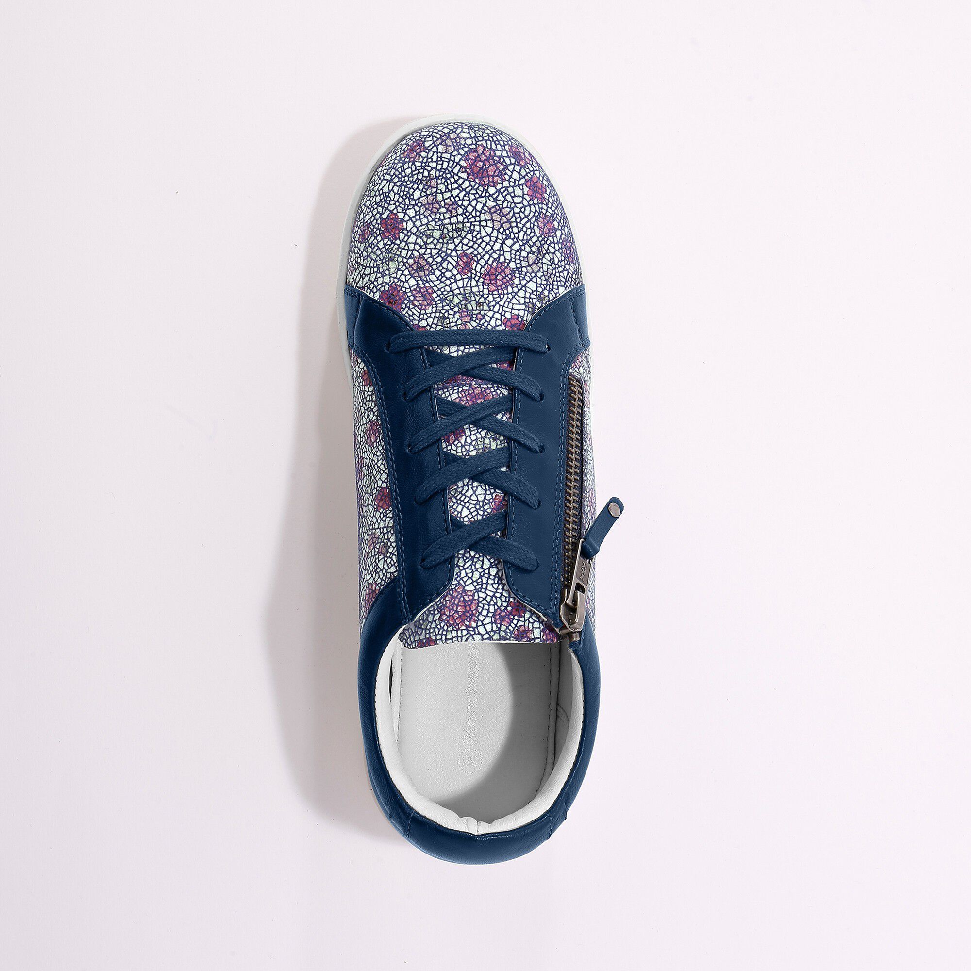 Tennis zippées imprimées en cuir
