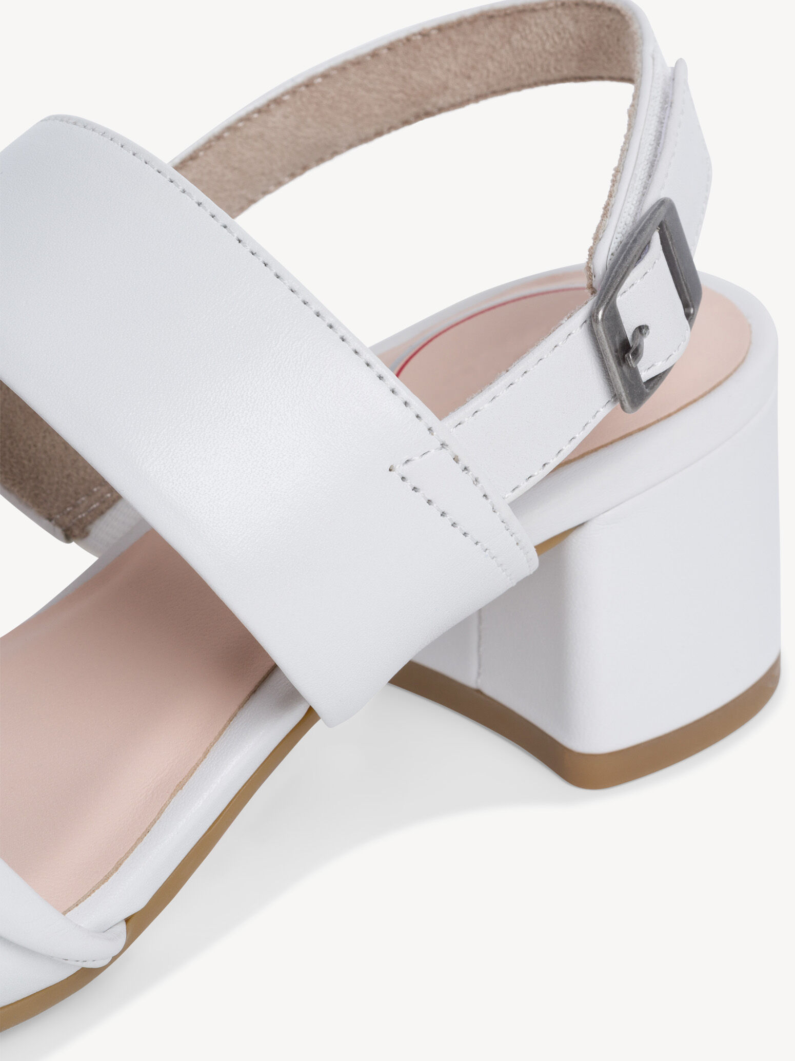 Sandale à talon en cuir - blanc