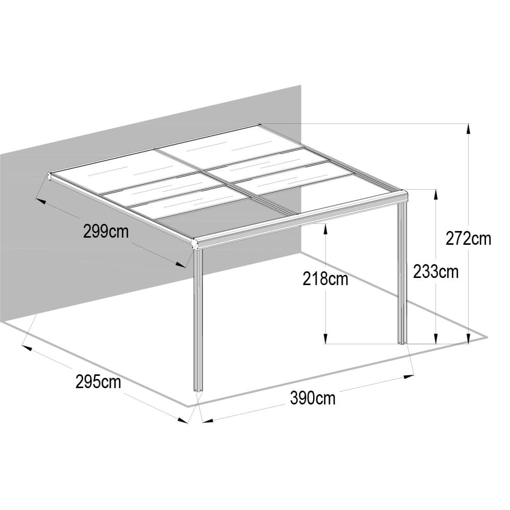 Home Deluxe Terrassenüberdachung SOLIS DELUXE - 390 x 295 x 233 / 272 cm Grau