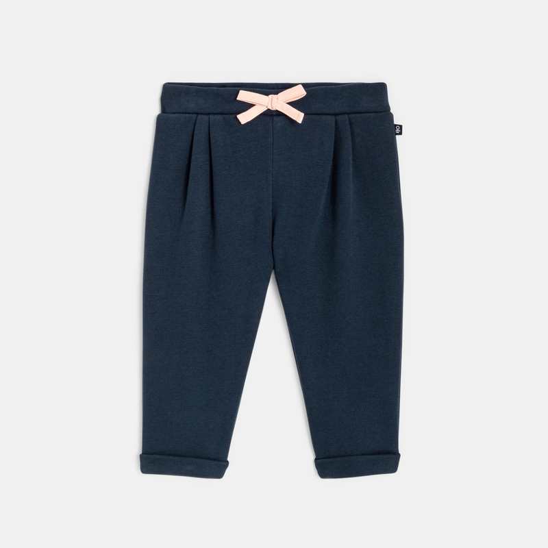 Pantalon molleton fleuri bleu bébé fille