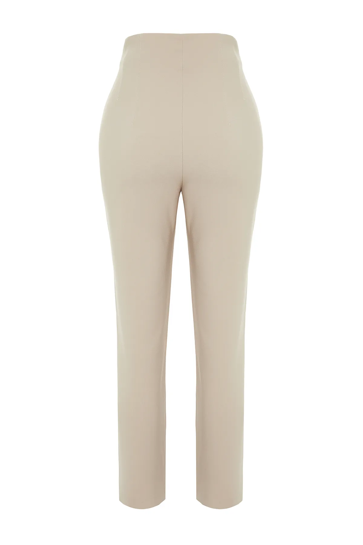 Trendyol Collection  Nerzfarbene, zigarettengemusterte, knöchellange Webhose mit hoher Taille TWOSS20PL0515