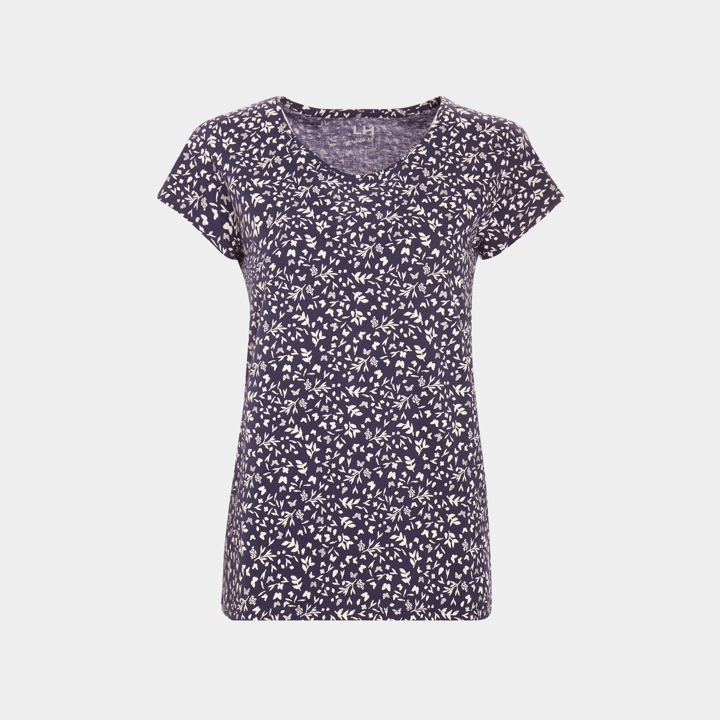 T-shirt imprimé coupe ajustée bleu marine femme | La Halle