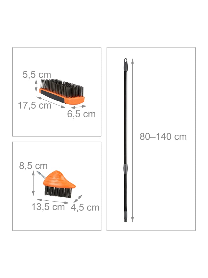 relaxdays Fugenbürste Set in Schwarz - (L)80-140 cm günstig kaufen onesize
