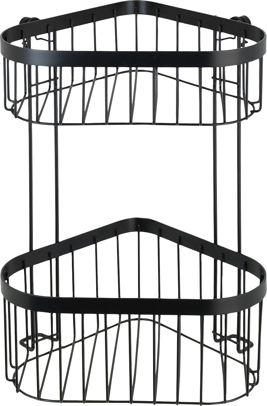 WENKO Eckregal Classic Plus Black, 1 Ablage, 1 Korb