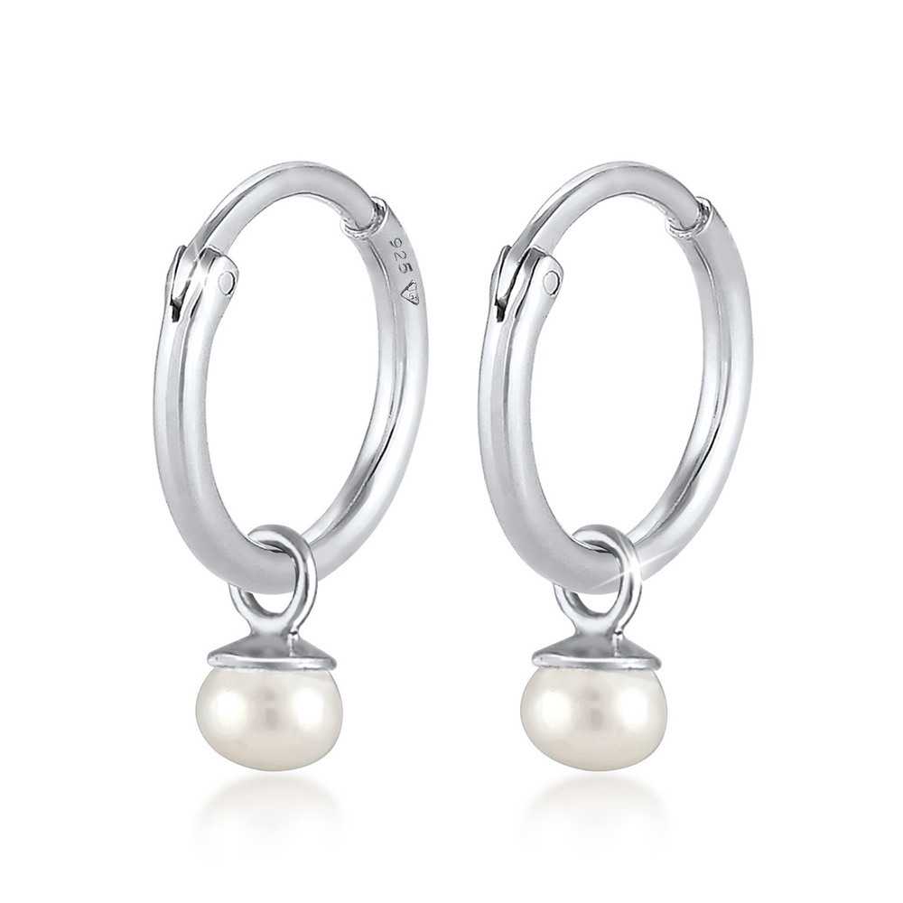 Elli PREMIUM Elli PREMIUM Boucles d'Oreilles Femmes Créoles Intemporel Fin Tendance avec Perle Boucles d'oreilles