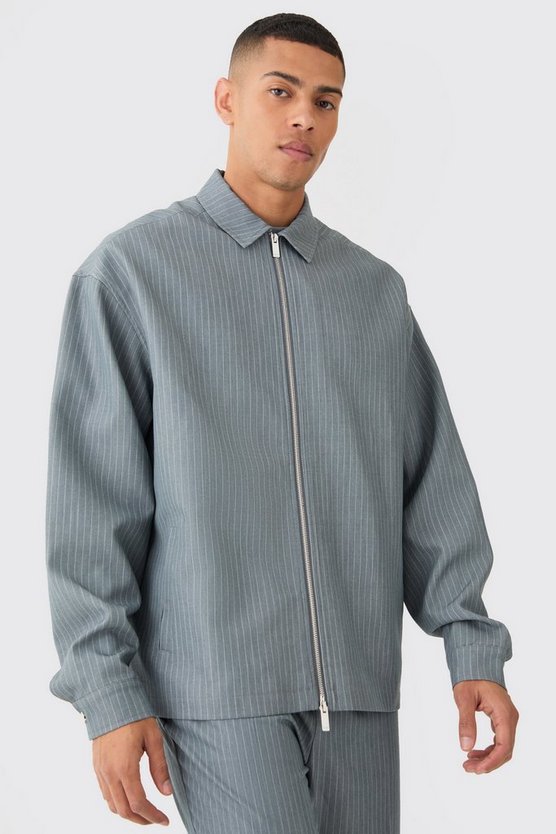 Smarte Nadelstreifen Harrington-Jacke