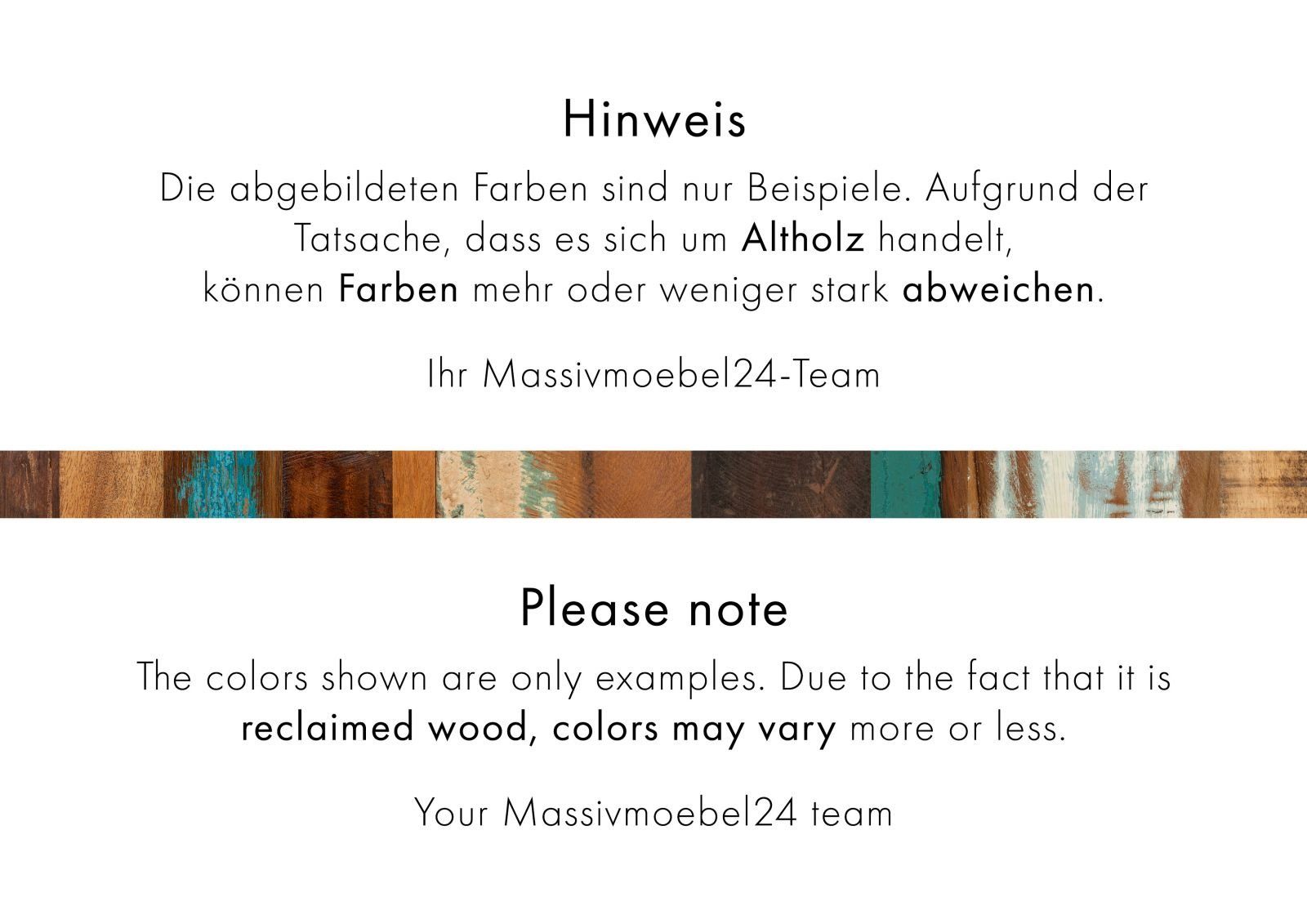 Massivmoebel24 Highboard Highboard Altholz 106x45x136 mehrfarbig lackiert NATURE OF SPIRIT #113
