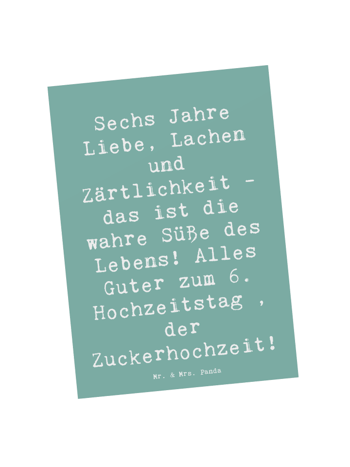 Mr. & Mrs. Panda Postkarte Spruch 6. Hochzeitstag Zuckerhochzeit... in Meeresbrise günstig kaufen onesize