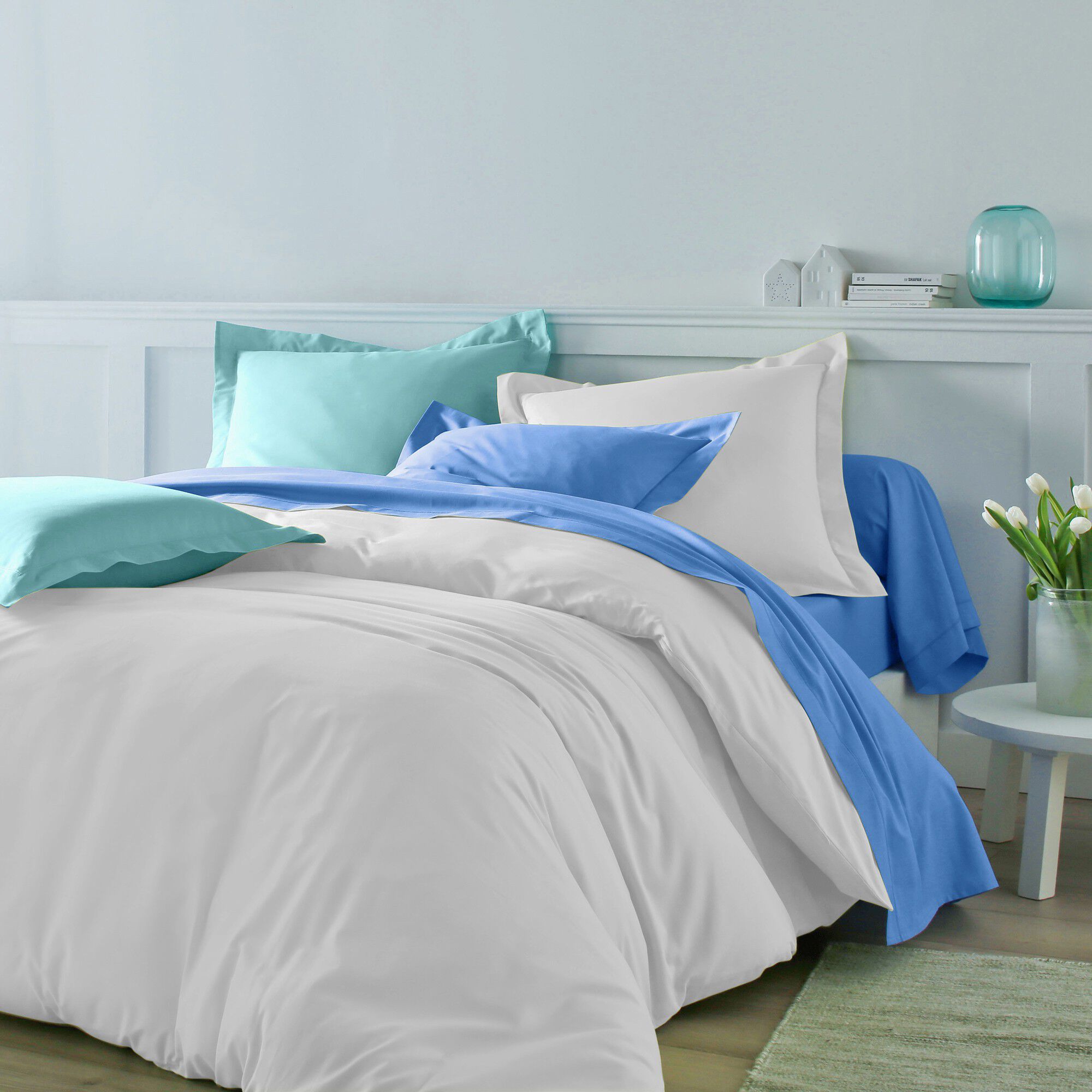 Linge de lit uni polyester-coton Colombine