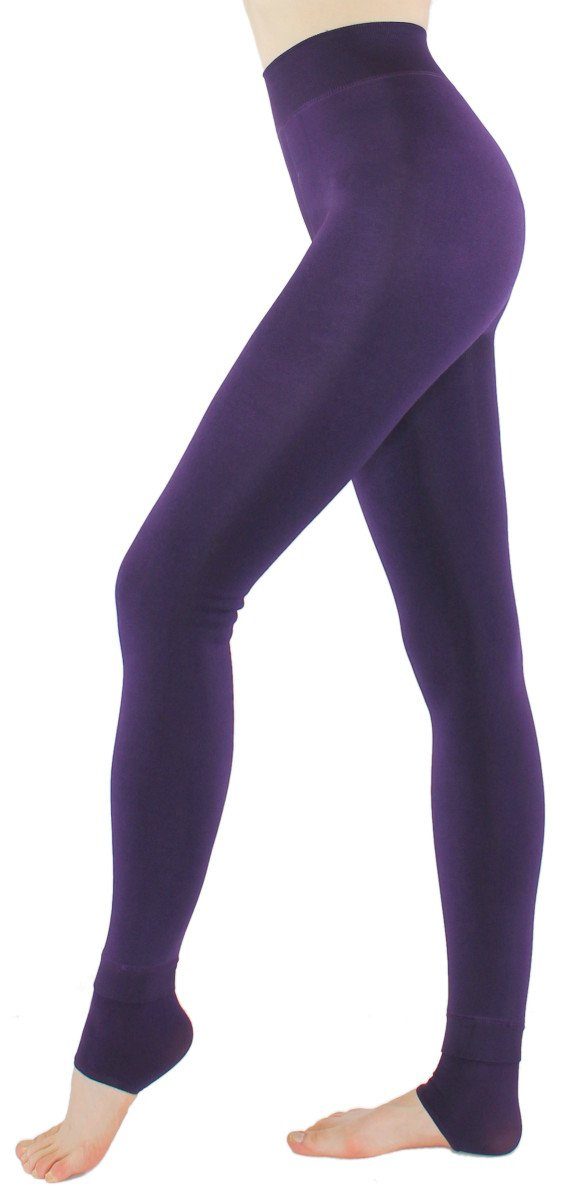 dy_mode Thermoleggings Damen Thermo Leggings Winterleggings Gefütterte Leggins Unifarben, mit Fußknöchel-Verlängerung