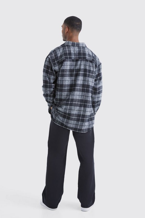 Tall langärmliges kariertes Oversize Overshirt