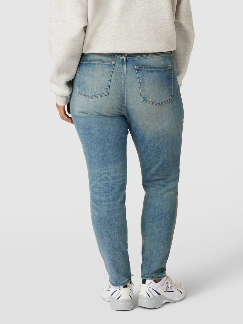 PLUS SIZE Tapered Fit Jeans mit Label-Patch Modell 'ANKLE-SKINNY' in jeans