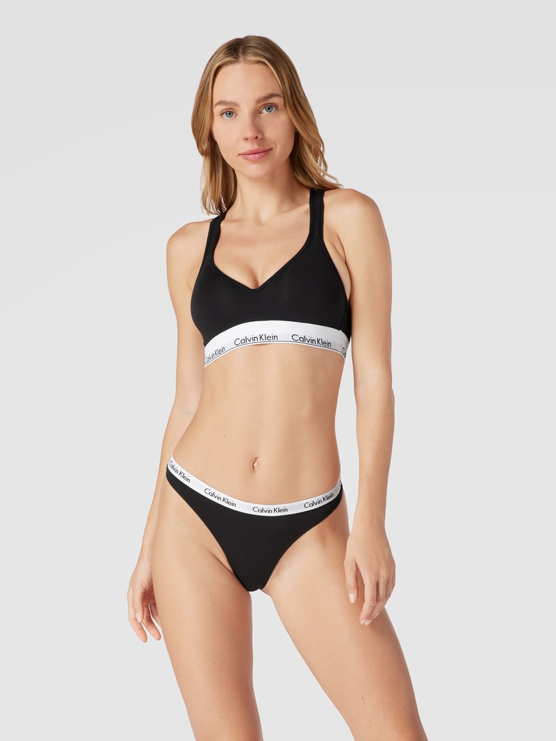 Bralette mit Logo-Bund in schwarz