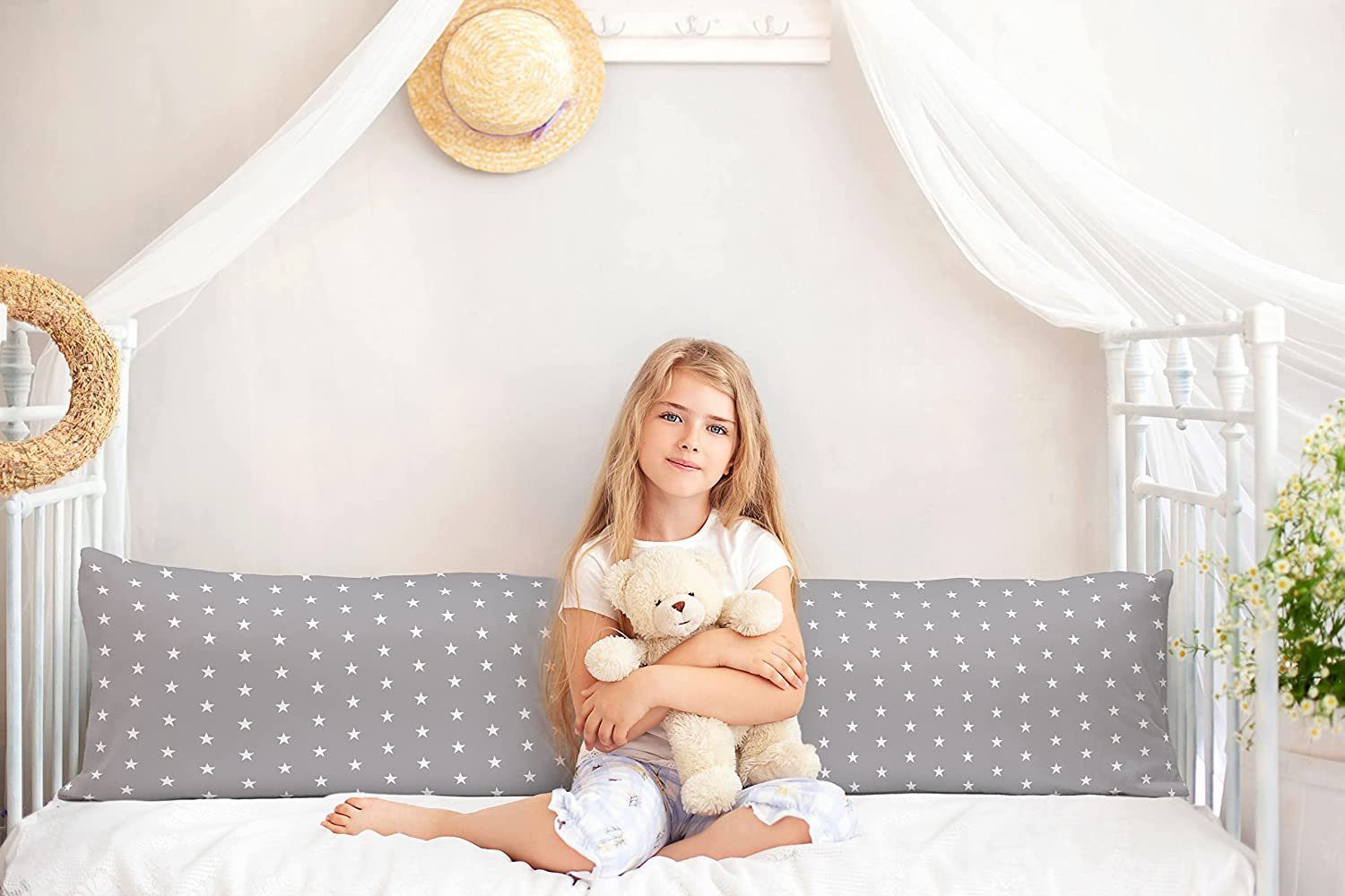 Amilian Seitenschläferkissen 150 cm x 40 cm (Made in EU), Stillkissen, Lagerungskissen, Schwangerschaftskissen zum Schlafen, Pregnancy Pillow, Lagerungskissen mit Bezug