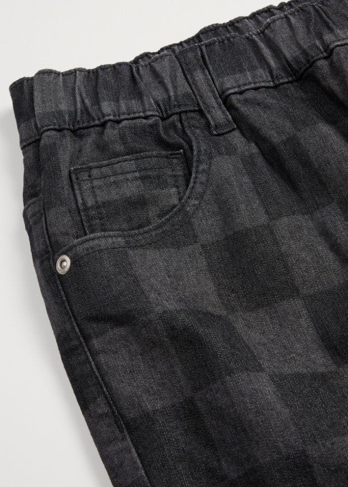 Jungen Jeans mit Karomuster, Wide Leg