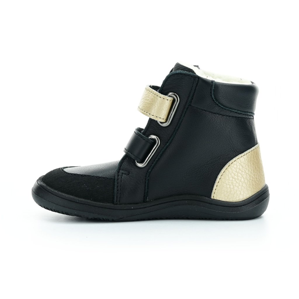 Baby Bare Febo Winter Black/Gold (mit Membran/Asfaltico) Winter-Barfußstiefeletten