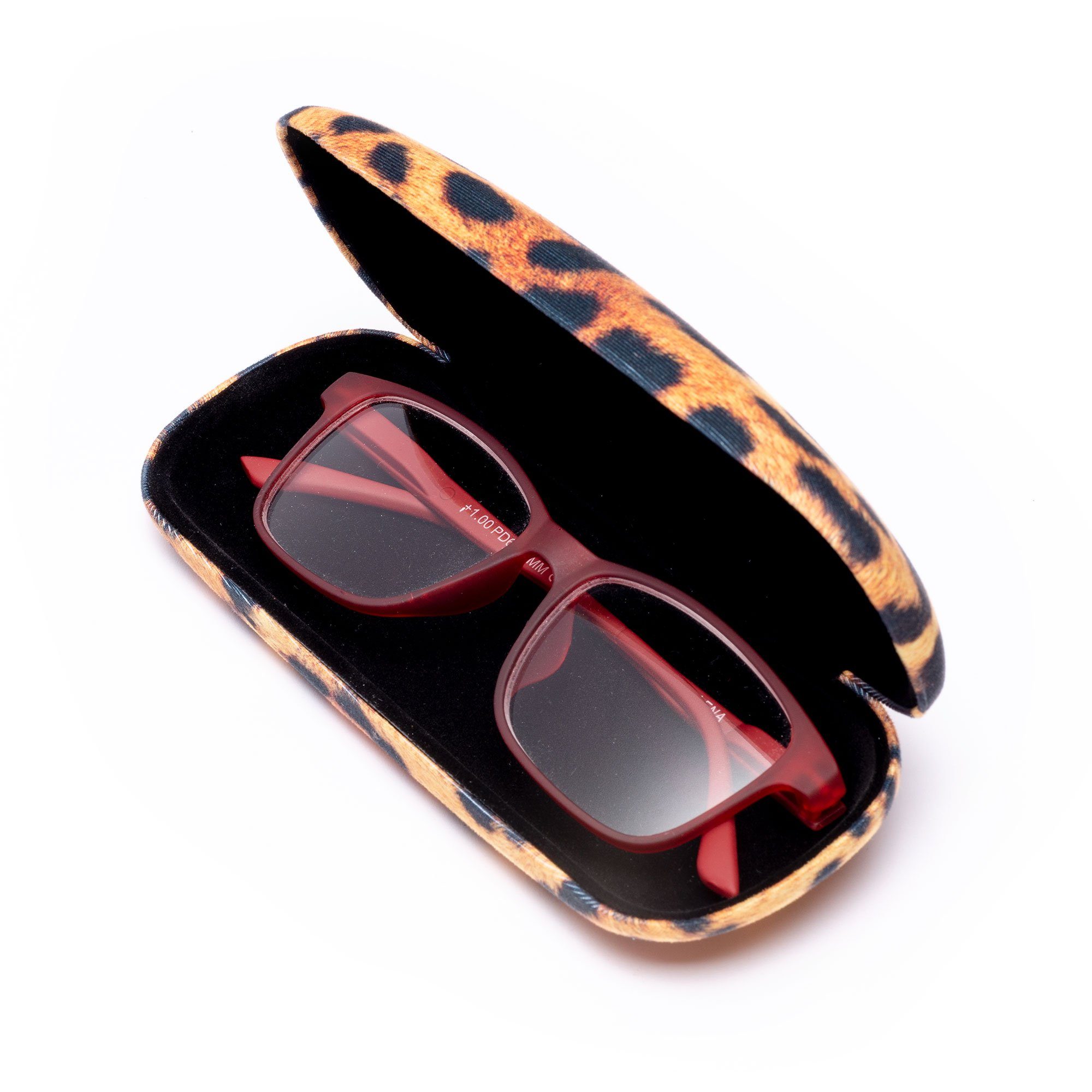 FEFI Brillenetui Animal Print: LEO - Hardcase, mit passendem Mikrofasertuch