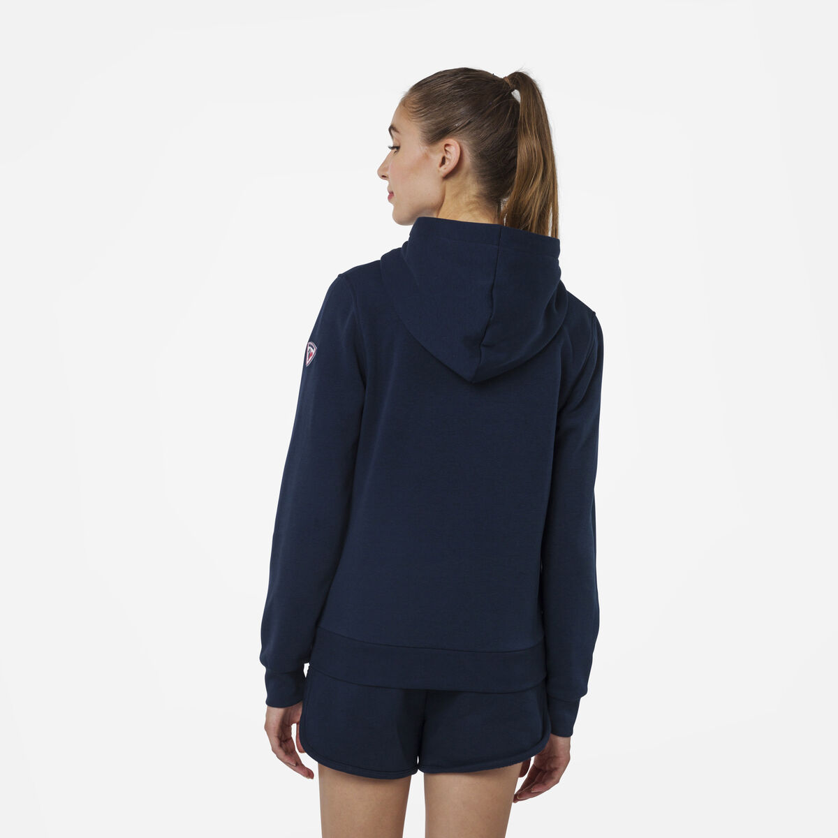 Logo Damensweatshirt mit Kapuze und durchgehendem Reißverschluss