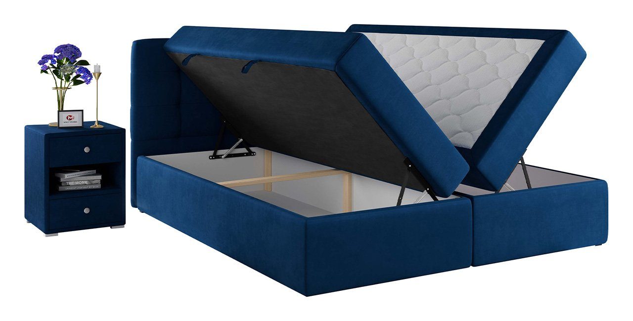 MKS MÖBEL Boxspringbett CENTOS, Doppelbett mit Multipocket-Matratze - Polsterbett mit Bettkasten
