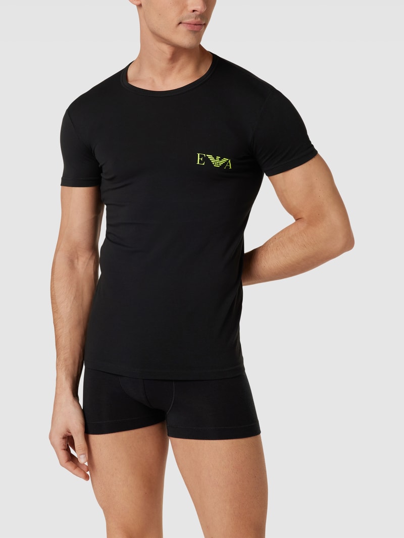 T-Shirt mit Label-Print im 2er-Pack in schwarz