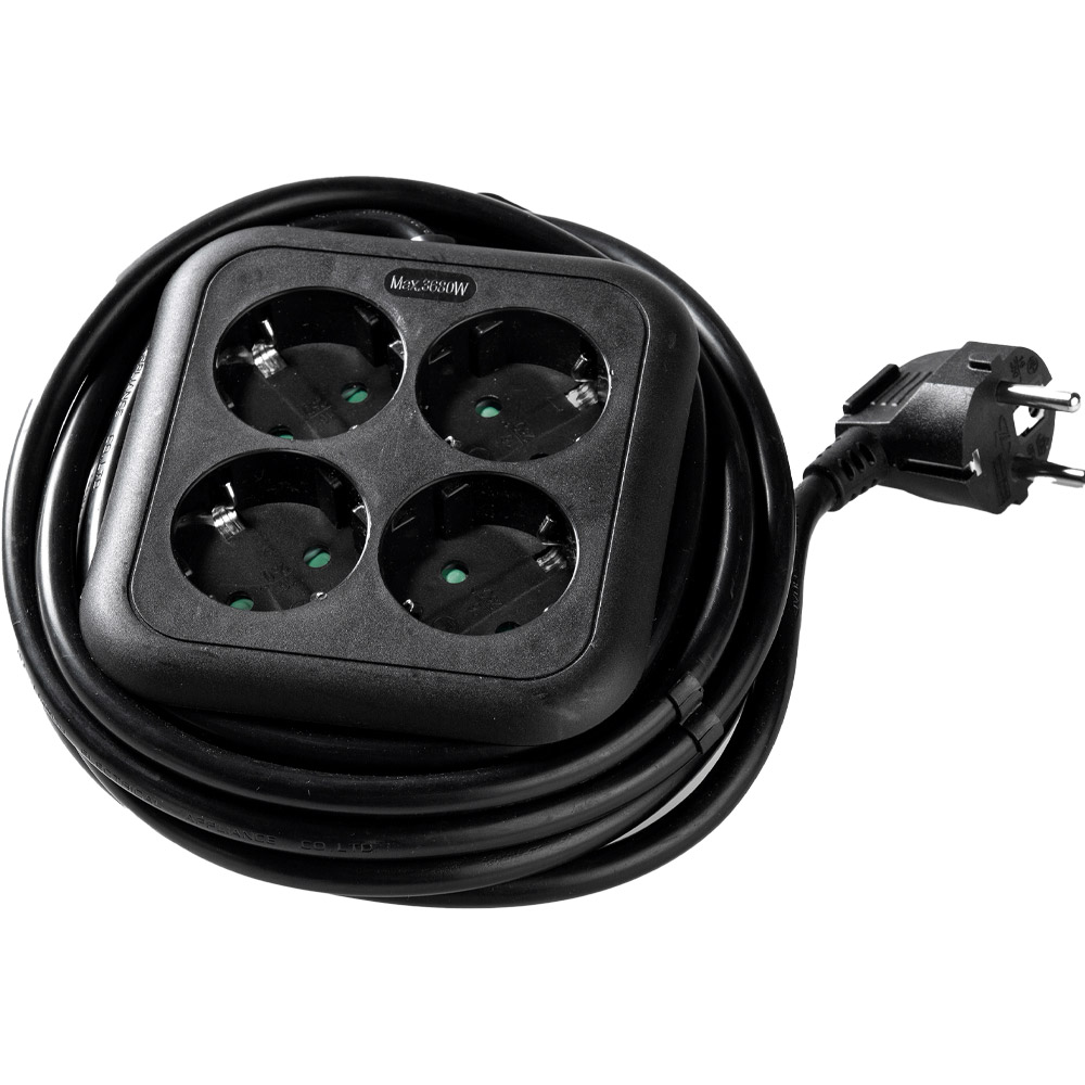 Powertec Electric 4-fach Eck-Steckdosenleiste