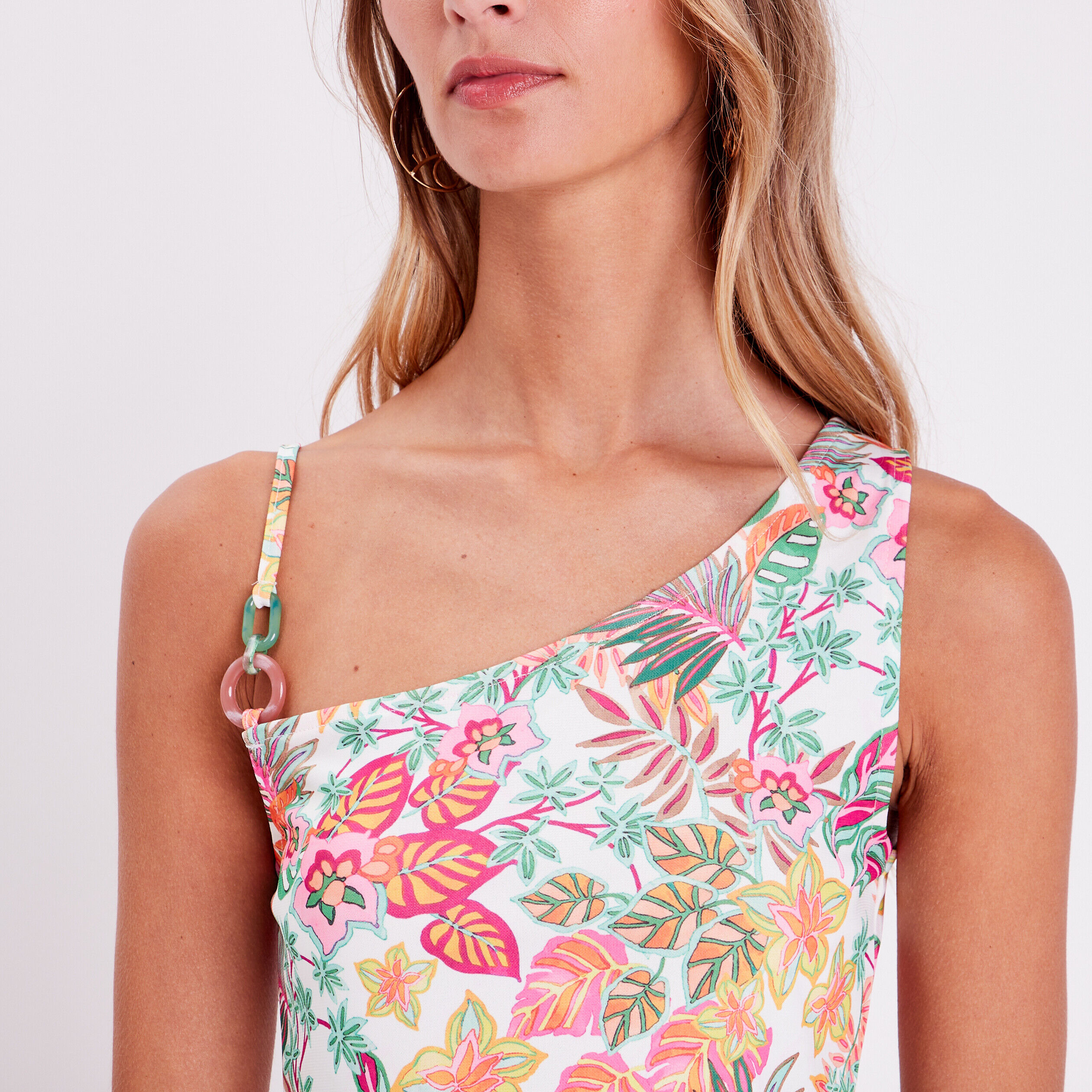 Débardeur asymétrique blanc femme | Cache Cache