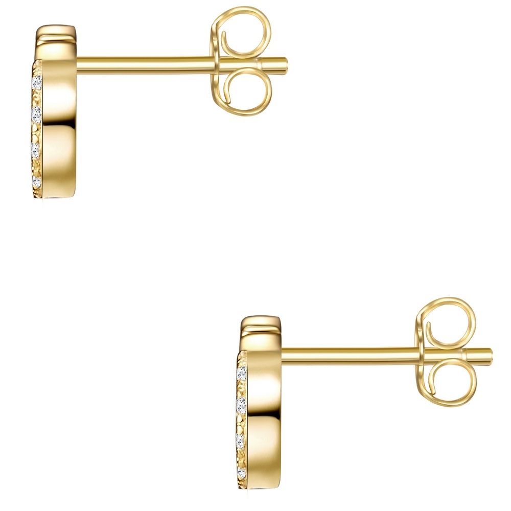 Glanzstücke München Puces d'oreilles en argent XO Argent sterling Oxyde de zirconium (CZ) en Or jaune Boucles d'oreilles