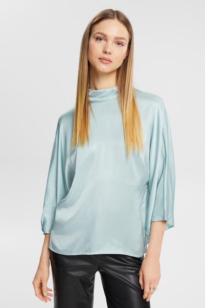 Satinbluse mit Stehkragen