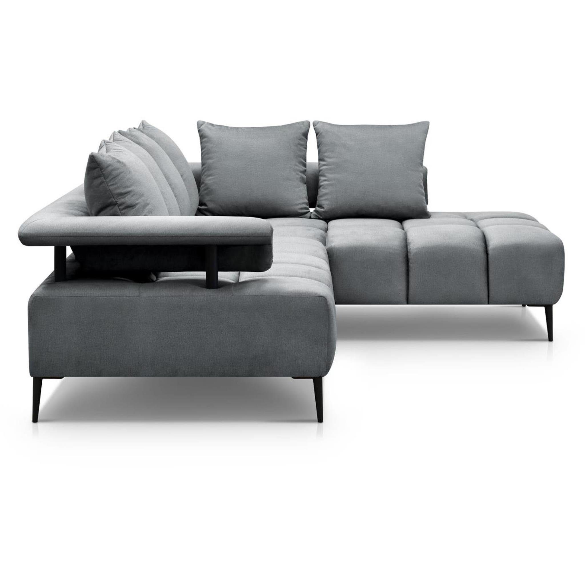 Beautysofa Ecksofa Vanessa, stilvoll Corner Sofa für Wohnzimmer, Wellenfedern, Metallbeine, 260 cm Polsterecke im modernes Design