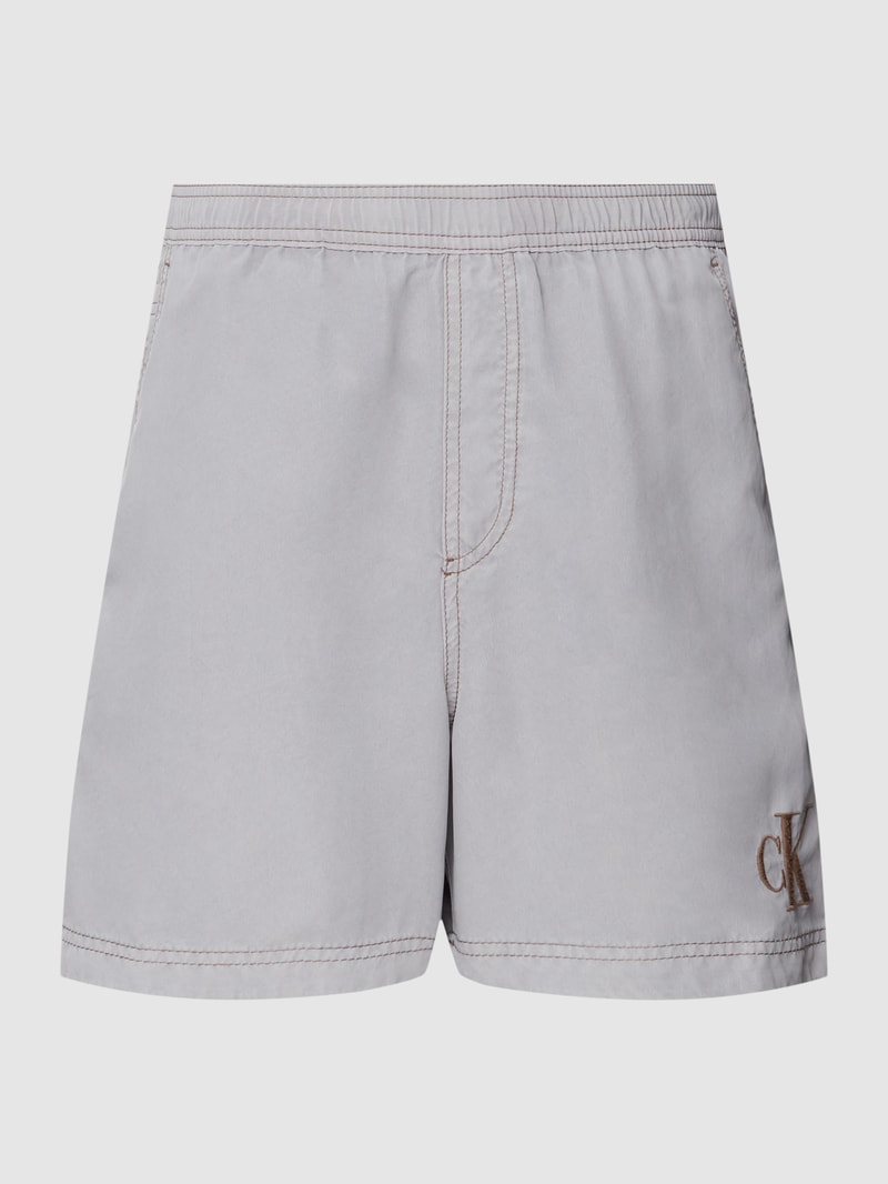 Badehose mit Label-Stitching in schlamm