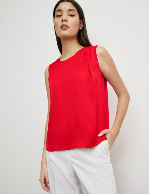 Ärmellose Bluse mit Falten-Detail