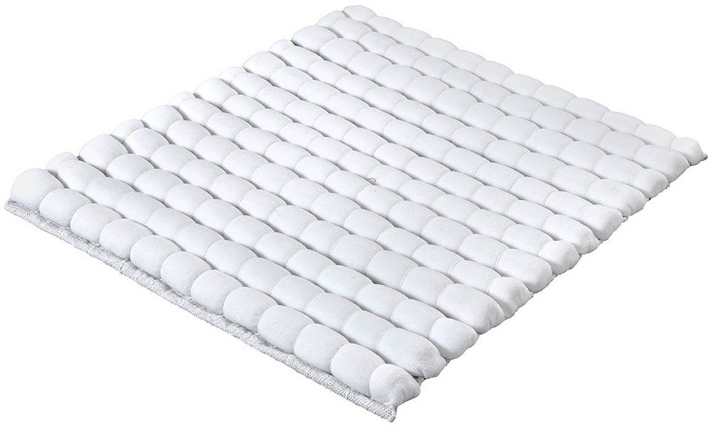 Badematte Avera Kleine Wolke, Höhe 50 mm, beidseitig nutzbar, fußbodenheizungsgeeignet, Baumwolle, Polyester, quadratisch, Badteppich, Uni Farben, handgewebt, quadratisch & rechteckig