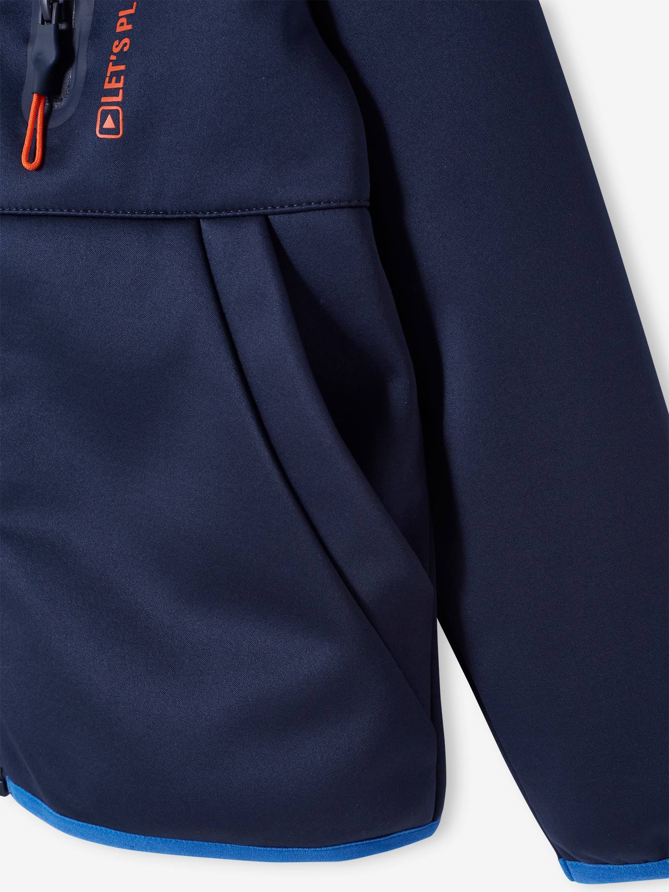Blouson coupe-vent sport doublé polaire garçon dark bleu indigo