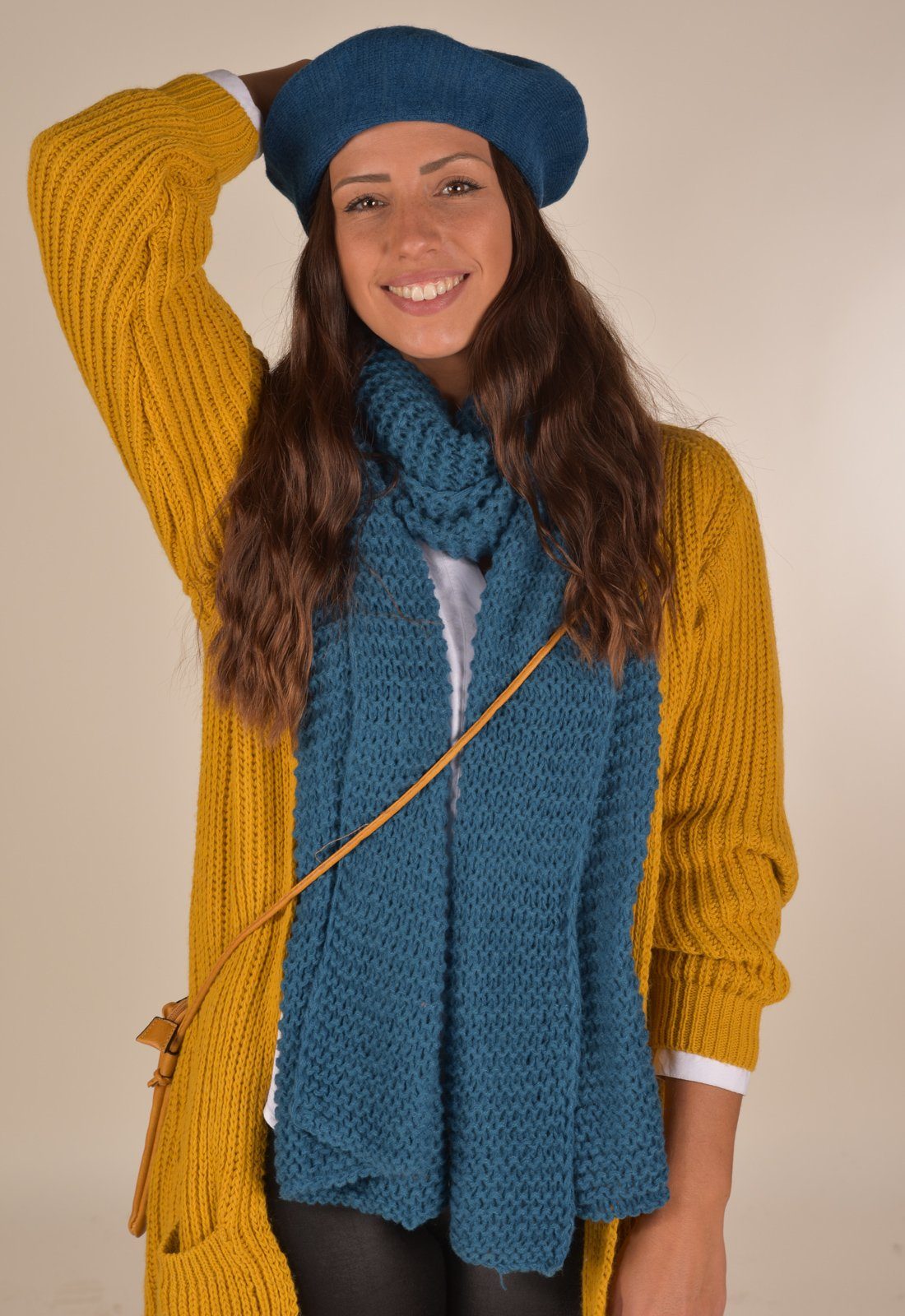 styleBREAKER Strickschal, (1-St), Langer Strick Schal mit Wellen Strickmuster
