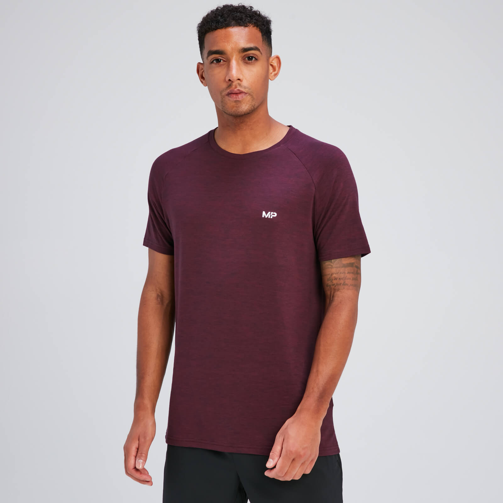 T-shirt à manches courtes MP Performance pour hommes – Bordeaux chiné
