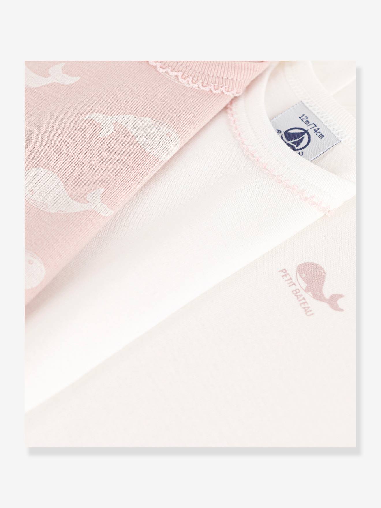 Petit Bateau 3er-Pack Baby Kurzarm-Bodys PETIT BATEAU, Bio-Baumwolle - hellrosa