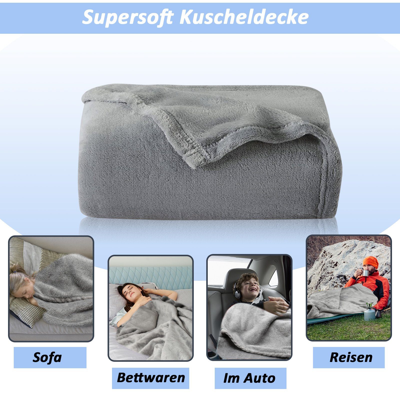 Wohndecke Kuscheldecke Wohndecke Decke Felldecke Fleecedecke Super weich, Gimisgu