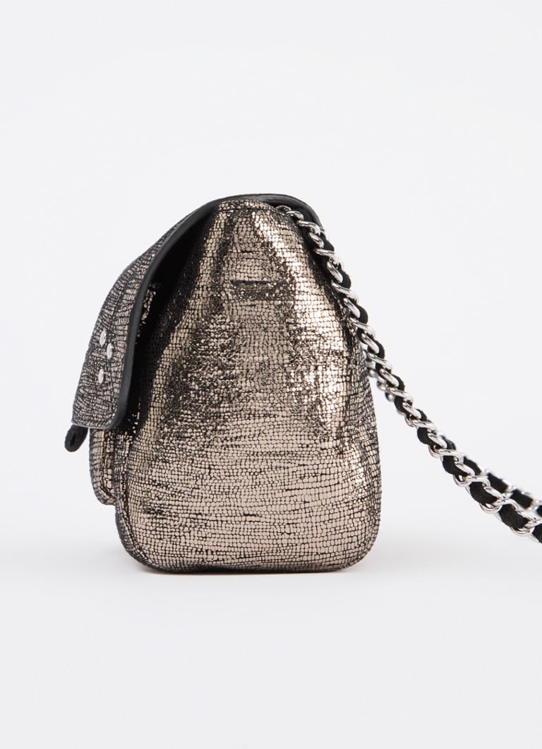 Sac bandoulière Jérôme Dreyfuss Lulu S en cuir de chèvre avec finition métallisée