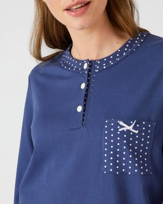 Chemise de nuit manches longues, maille jersey, 95 cm